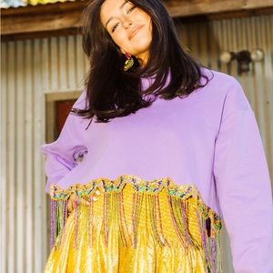 Queen of Sparkles Mardi Gras Beaded Fringe Top